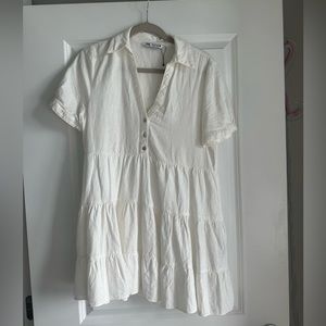 ZARA linen blend tiered mini dress